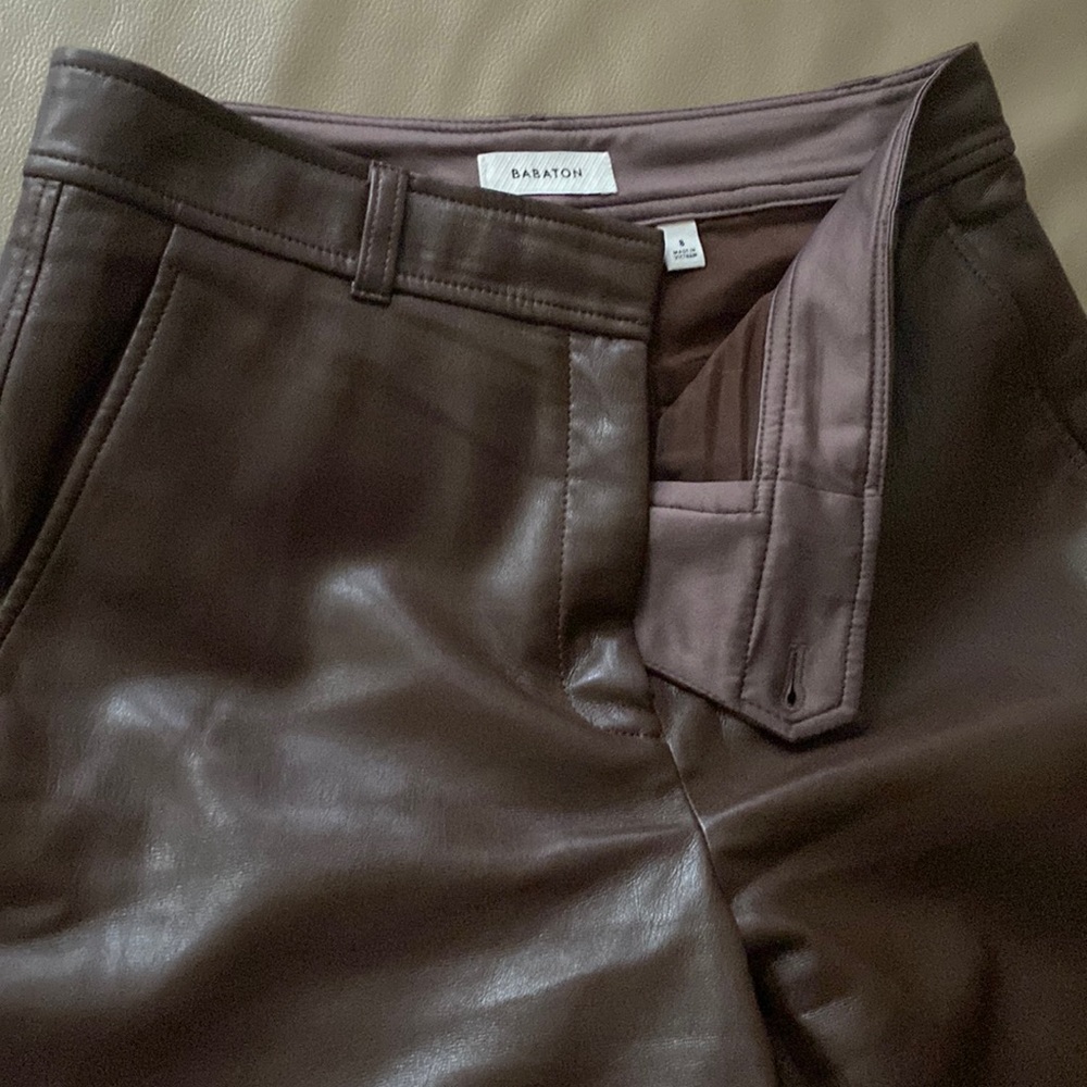 Babaton brown leather pants